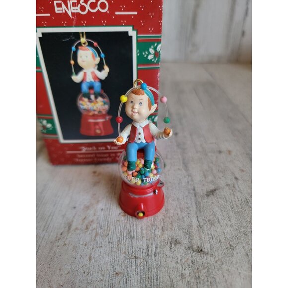 Enesco stuck on you gumball machine elf ornament Xmas vintage - Picture 1 of 6